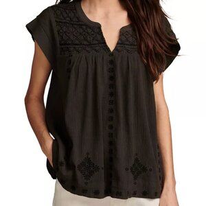 Lucky Brand Short Sleeved Smocked Blouse
